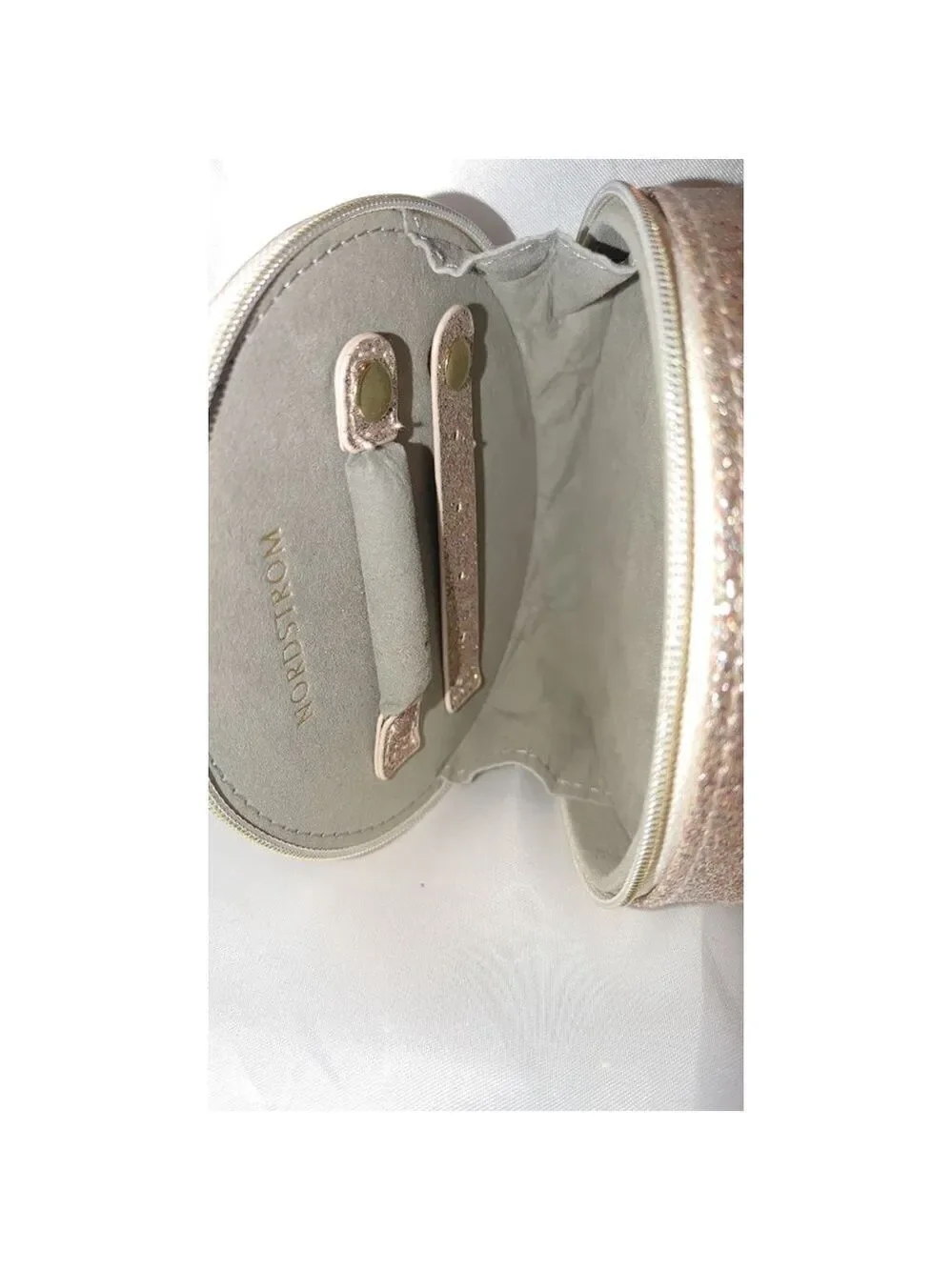 Nordstrom Glittery Travel Jewelry Case in Champagne